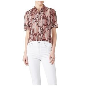 Current Elliot Burmuda Snake print silk cotton button up shirt 3/large